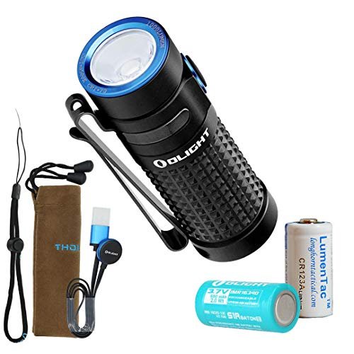 Olight S1R II 1000 Lumen Rechargeable EDC Pocket Flashlight with Rechargeable Battery & LumenTac CR123A Backup Battery